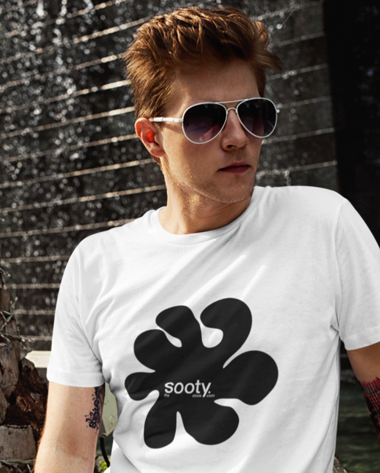 Groovy guy with glasses wearing a sooty logo t-shirt