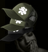 Sooty logo trucker caps - black and olive green stacked upon cool woman’s head.