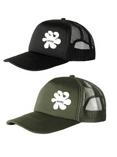 The sooty logo trucker in green & black. White logo on left side